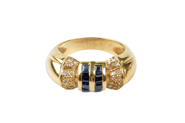 Bague 51 Bague saphirs et diamants en or jaune 18 carats 58 Facettes 111.87942-B3