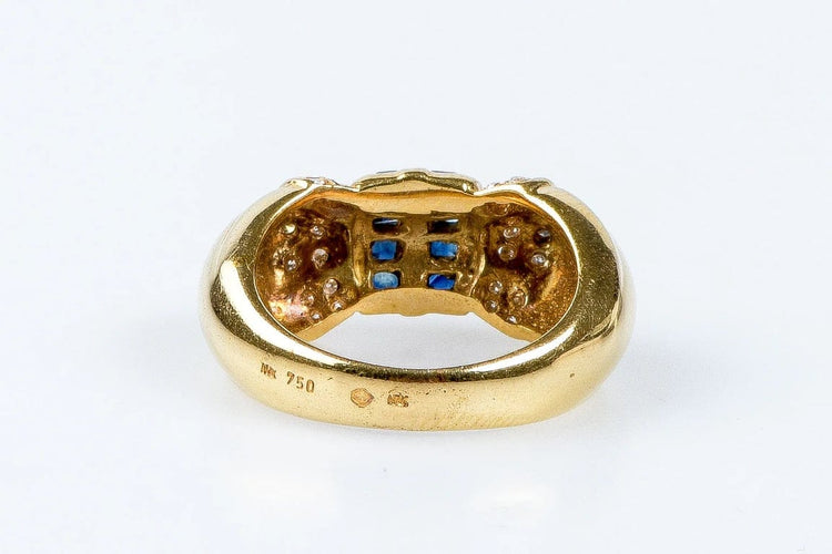 Bague 51 Bague saphirs et diamants en or jaune 18 carats 58 Facettes 111.87942-B3
