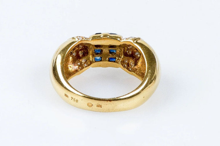 Bague 51 Bague saphirs et diamants en or jaune 18 carats 58 Facettes 111.87942-B3