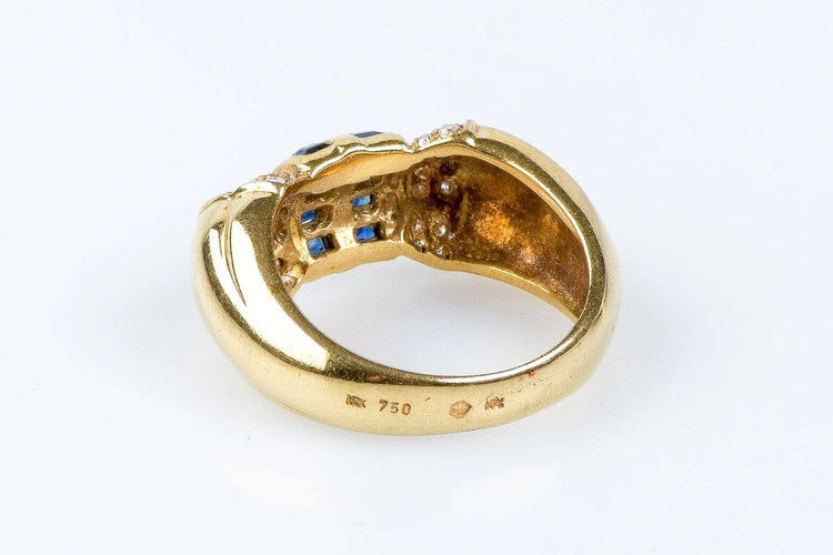 Bague 51 Bague saphirs et diamants en or jaune 18 carats 58 Facettes 111.87942-B3