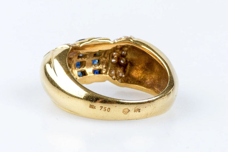 Bague 51 Bague saphirs et diamants en or jaune 18 carats 58 Facettes 111.87942-B3