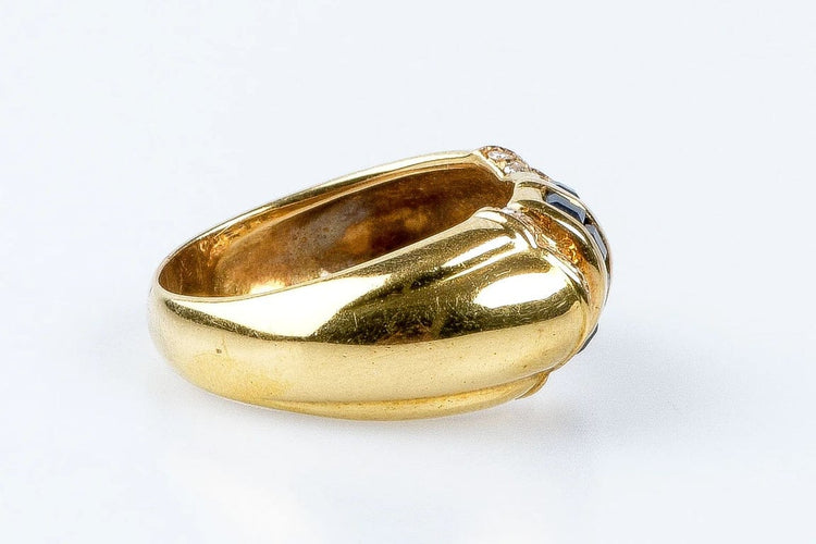 Bague 51 Bague saphirs et diamants en or jaune 18 carats 58 Facettes 111.87942-B3
