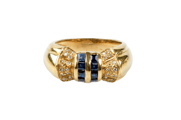 Bague 51 Bague saphirs et diamants en or jaune 18 carats 58 Facettes 111.87942-B3