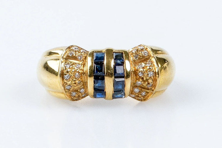 Bague 51 Bague saphirs et diamants en or jaune 18 carats 58 Facettes 111.87942-B3