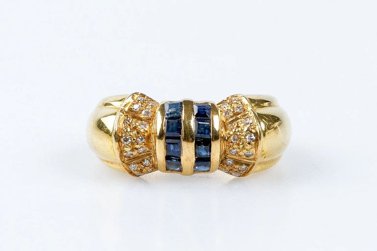 Bague 51 Bague saphirs et diamants en or jaune 18 carats 58 Facettes 111.87942-B3