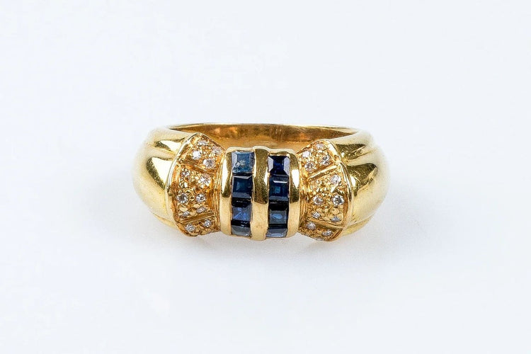 Bague 51 Bague saphirs et diamants en or jaune 18 carats 58 Facettes 111.87942-B3