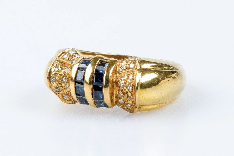 Bague 51 Bague saphirs et diamants en or jaune 18 carats 58 Facettes 111.87942-B3