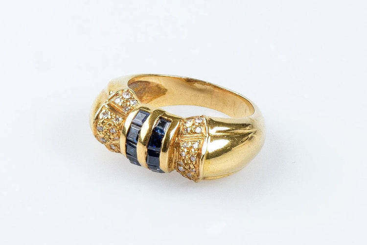 Bague 51 Bague saphirs et diamants en or jaune 18 carats 58 Facettes 111.87942-B3