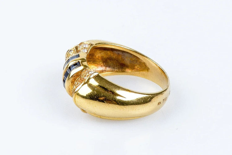 Bague 51 Bague saphirs et diamants en or jaune 18 carats 58 Facettes 111.87942-B3
