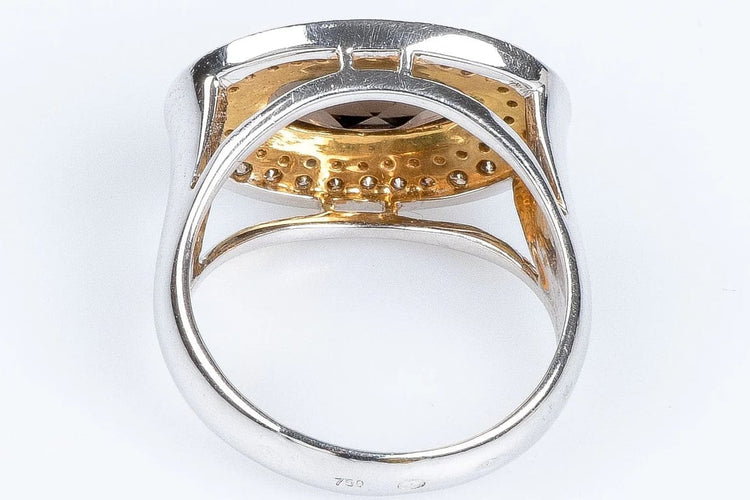 Bague 56 Bague en or jaune 18 carats au quartz fumé et diamants 58 Facettes 111-184737-36