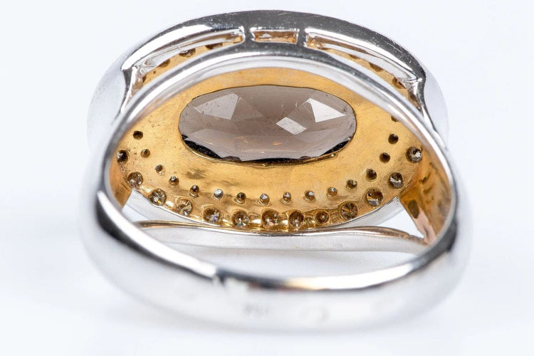 Bague 56 Bague en or jaune 18 carats au quartz fumé et diamants 58 Facettes 111-184737-36