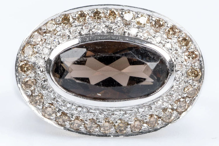 Bague 56 Bague en or jaune 18 carats au quartz fumé et diamants 58 Facettes 111-184737-36
