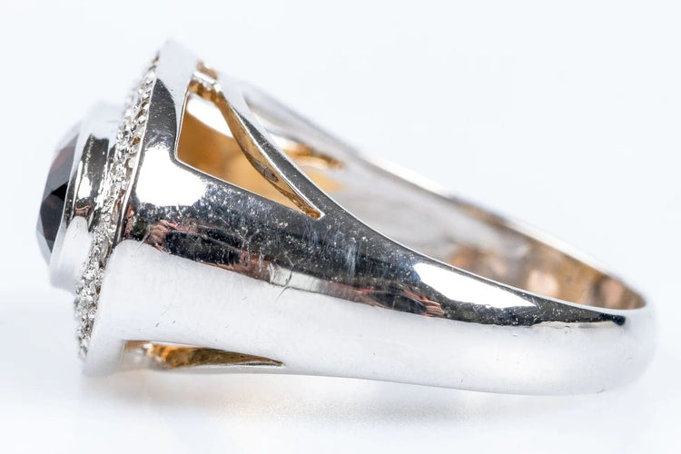 Bague 56 Bague en or jaune 18 carats au quartz fumé et diamants 58 Facettes 111-184737-36