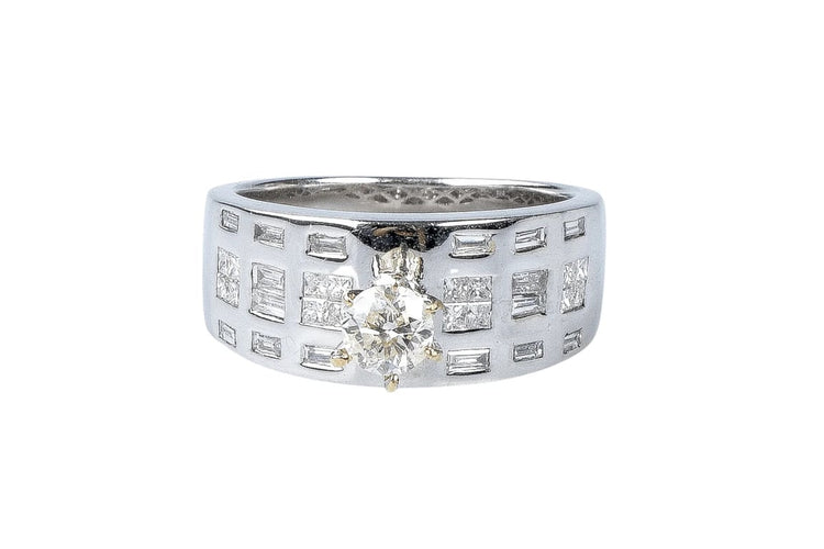 Bague 54 Bague solitaire en or blanc 18 carats avec diamants 0,45 ct 58 Facettes BG-14141-96