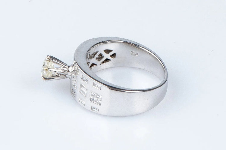 Bague 54 Bague solitaire en or blanc 18 carats avec diamants 0,45 ct 58 Facettes BG-14141-96
