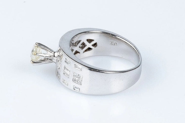 Bague 54 Bague solitaire en or blanc 18 carats avec diamants 0,45 ct 58 Facettes BG-14141-96