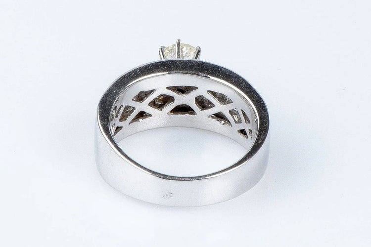 Bague 54 Bague solitaire en or blanc 18 carats avec diamants 0,45 ct 58 Facettes BG-14141-96