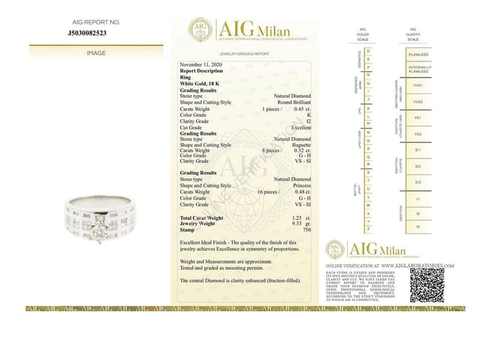 Bague 54 Bague solitaire en or blanc 18 carats avec diamants 0,45 ct 58 Facettes BG-14141-96