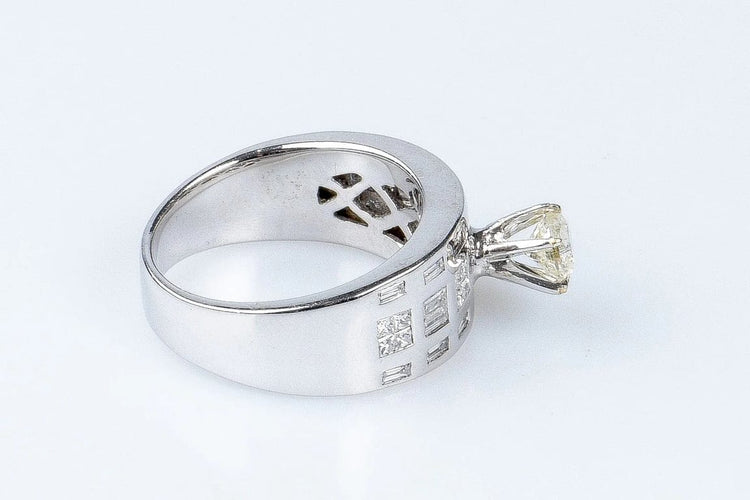 Bague 54 Bague solitaire en or blanc 18 carats avec diamants 0,45 ct 58 Facettes BG-14141-96