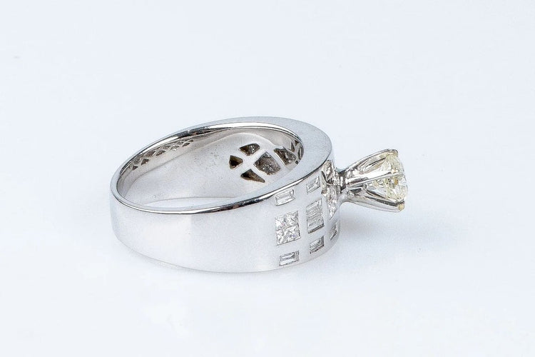 Bague 54 Bague solitaire en or blanc 18 carats avec diamants 0,45 ct 58 Facettes BG-14141-96