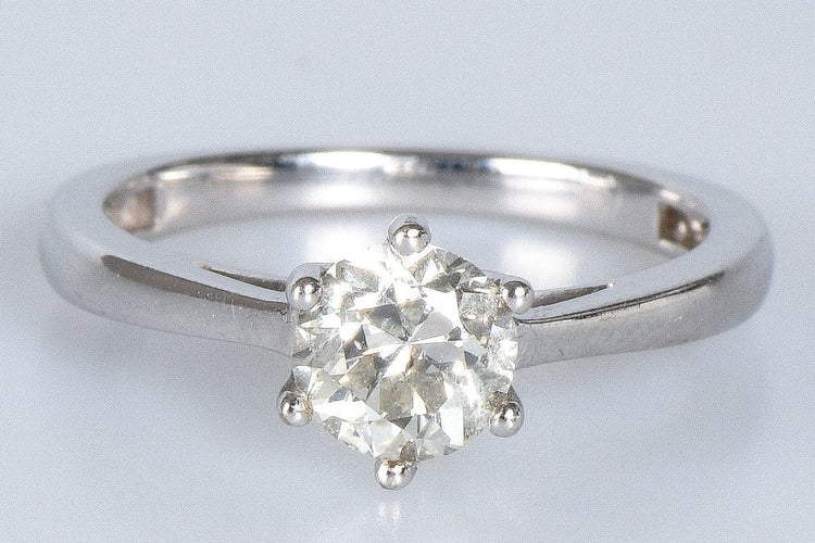Bague 53 Bague solitaire en or blanc 18 carats avec diamant 0,85 ct 58 Facettes J5330495534-AIG6