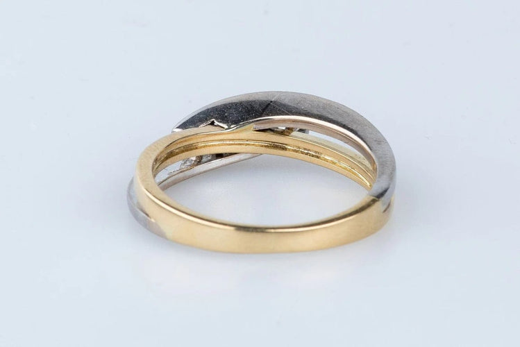 Bague 53 Bague 3 diamants en or jaune et blanc 18 carats 58 Facettes BGTDCC852