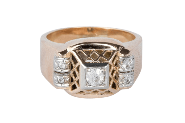 Bague 56 Bague en or rose 18 carats avec diamants 58 Facettes BGTKCC870