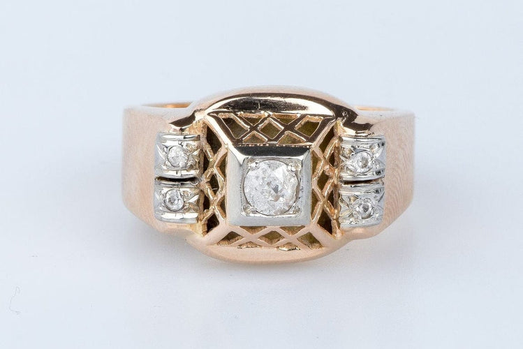 Bague 56 Bague en or rose 18 carats avec diamants 58 Facettes BGTKCC870