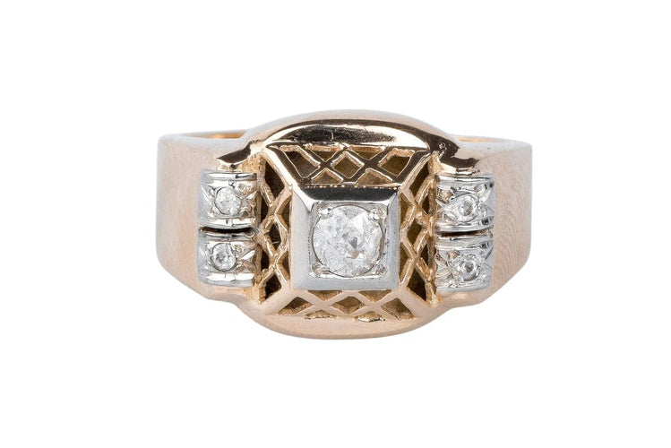Bague 56 Bague en or rose 18 carats avec diamants 58 Facettes BGTKCC870