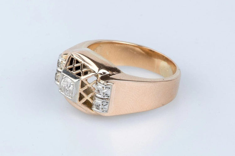 Bague 56 Bague en or rose 18 carats avec diamants 58 Facettes BGTKCC870