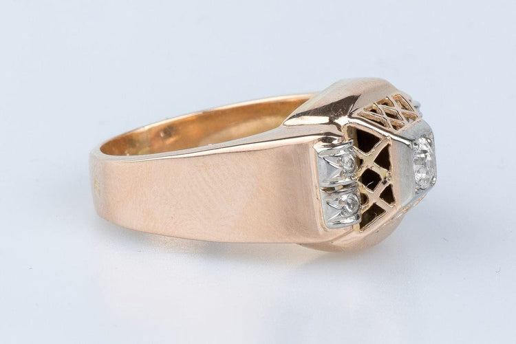 Bague 56 Bague en or rose 18 carats avec diamants 58 Facettes BGTKCC870