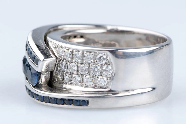 Bague 50 Bague en or blanc 18 carats avec saphirs et diamants 1,65 ct 58 Facettes BGADOC405-107