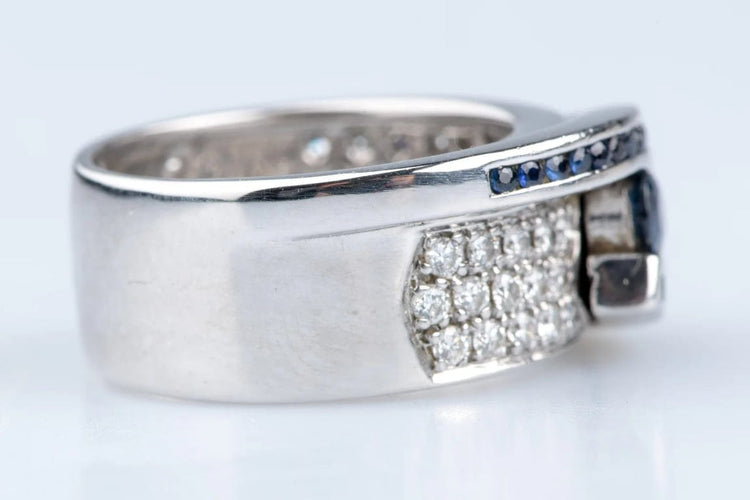 Bague 50 Bague en or blanc 18 carats avec saphirs et diamants 1,65 ct 58 Facettes BGADOC405-107