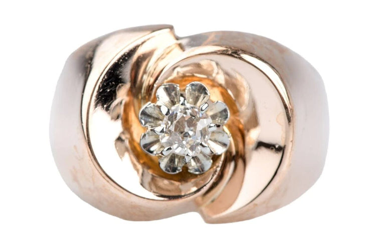 Bague 59 Bague en or rose 18 carats avec diamant 0,20 ct 58 Facettes BGARTDECO020-107