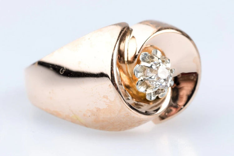 Bague 59 Bague en or rose 18 carats avec diamant 0,20 ct 58 Facettes BGARTDECO020-107