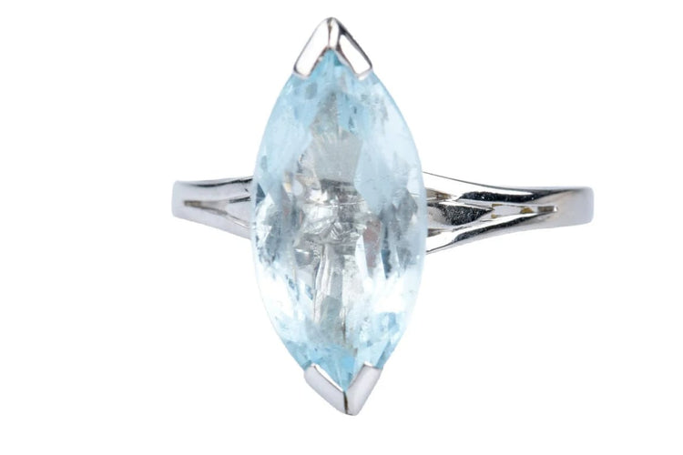 Bague 63 Bague marquise en or blanc 18 carats avec aigue-marine 6,43 ct 58 Facettes BGTOPOC402-107