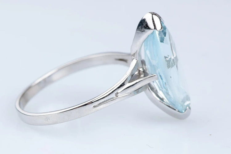 Bague 63 Bague marquise en or blanc 18 carats avec aigue-marine 6,43 ct 58 Facettes BGTOPOC402-107