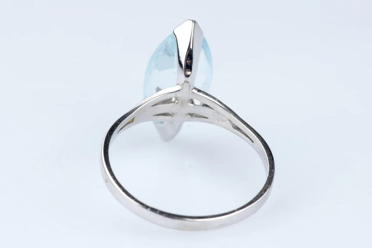Bague 63 Bague marquise en or blanc 18 carats avec aigue-marine 6,43 ct 58 Facettes BGTOPOC402-107