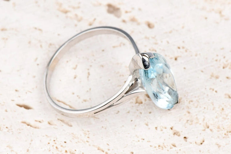 Bague 63 Bague marquise en or blanc 18 carats avec aigue-marine 6,43 ct 58 Facettes BGTOPOC402-107