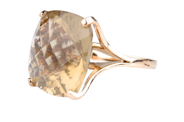 Bague 56 Bague cocktail en or jaune 18 carats avec citrine taille coussin 58 Facettes 400002-107