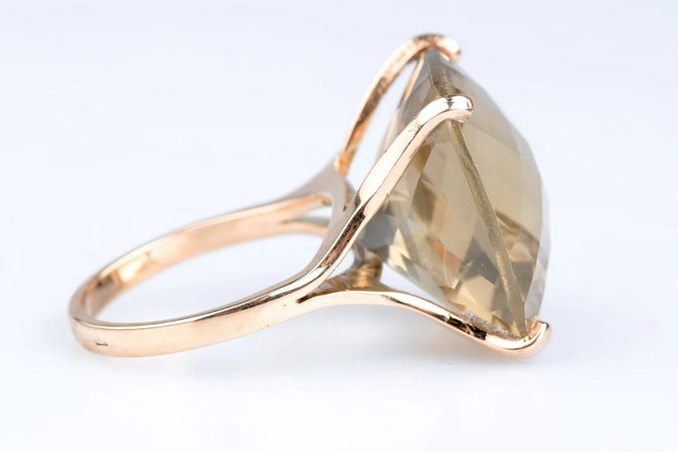Bague 56 Bague cocktail en or jaune 18 carats avec citrine taille coussin 58 Facettes 400002-107