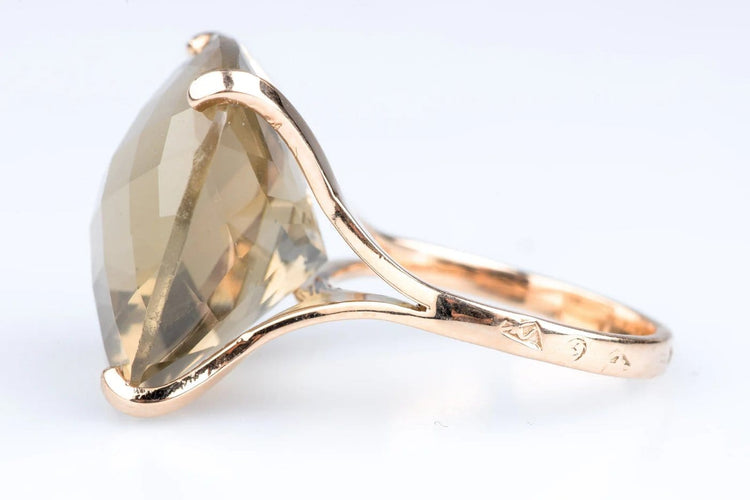 Bague 56 Bague cocktail en or jaune 18 carats avec citrine taille coussin 58 Facettes 400002-107