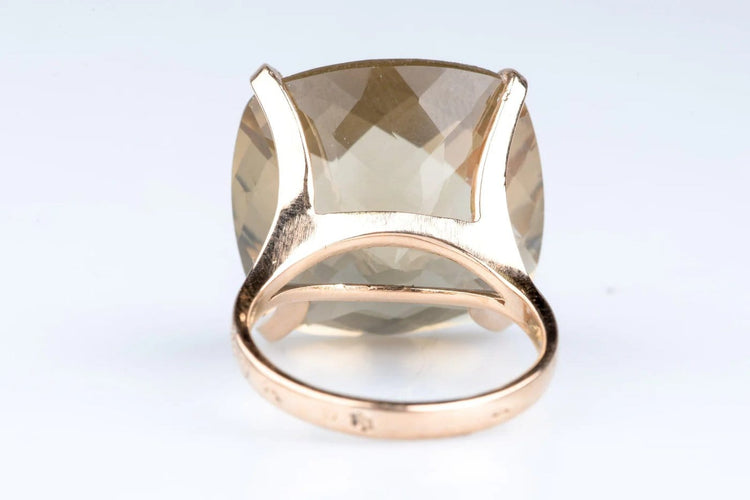 Bague 56 Bague cocktail en or jaune 18 carats avec citrine taille coussin 58 Facettes 400002-107