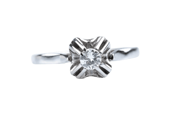 Bague 56 Bague ancienne en or blanc 18K avec diamant 0,22 ct 58 Facettes BG31200303-107