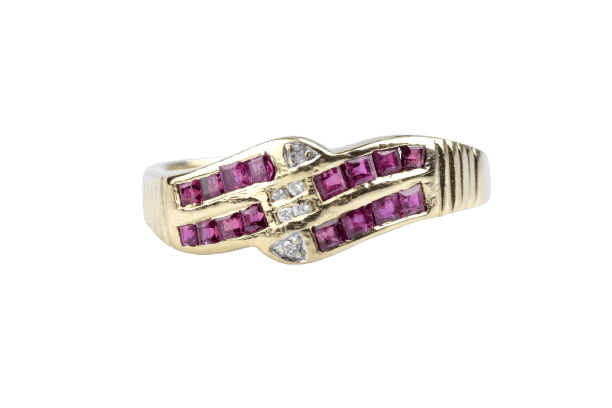 Bague 55 Bague rubis et diamants en or jaune 18 carats 58 Facettes BGRUCC1315-107