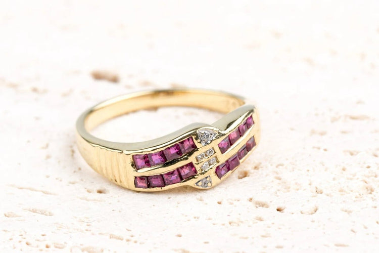 Bague 55 Bague rubis et diamants en or jaune 18 carats 58 Facettes BGRUCC1315-107