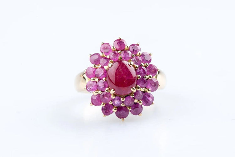 Bague 52 Bague fleur en or jaune 18K avec rubis 3,35 ct 58 Facettes BGRUBIOC583-107