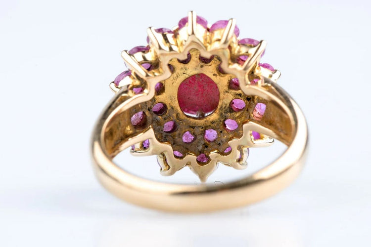 Bague 52 Bague fleur en or jaune 18K avec rubis 3,35 ct 58 Facettes BGRUBIOC583-107