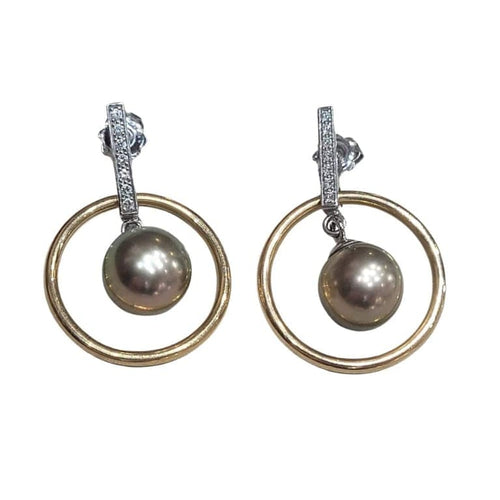 Boucles d'oreilles Boucles d'oreilles en perles de Tahiti et diamants 58 Facettes T479