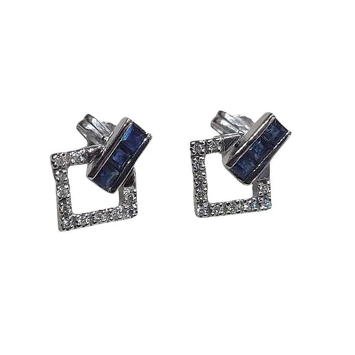 Bague 53 Parure - Bague et boucles d'oreilles en or blanc 18 carats saphirs et diamants 58 Facettes S186PE253